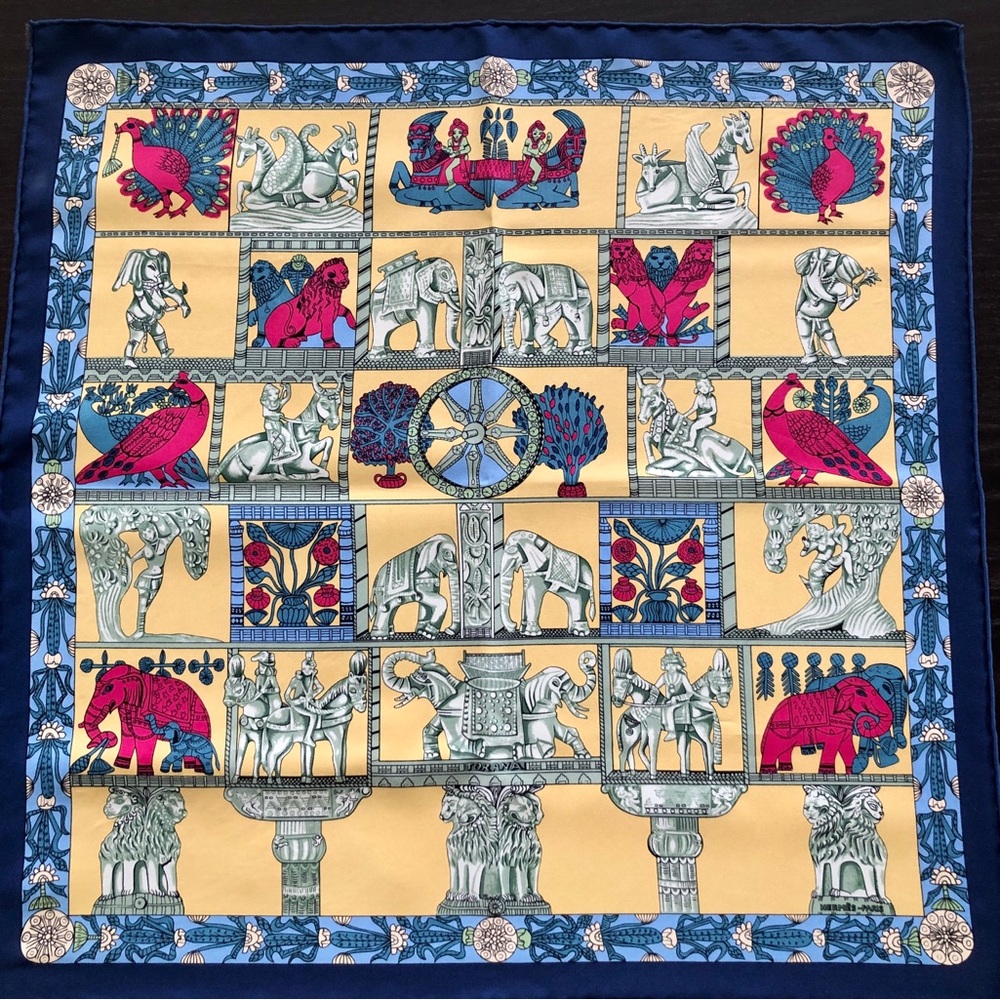 Vintage Hermès Silk Scarf 45cm Torana Gavroche Pocket Square